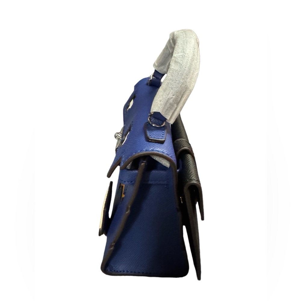 Designer Mosaic Doll Royal Blue Leather Handbag - Picture 8 of 8